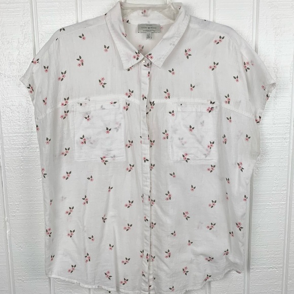 Lucky Brand Pink Floral Boxy Top Size L - Picture 6 of 10